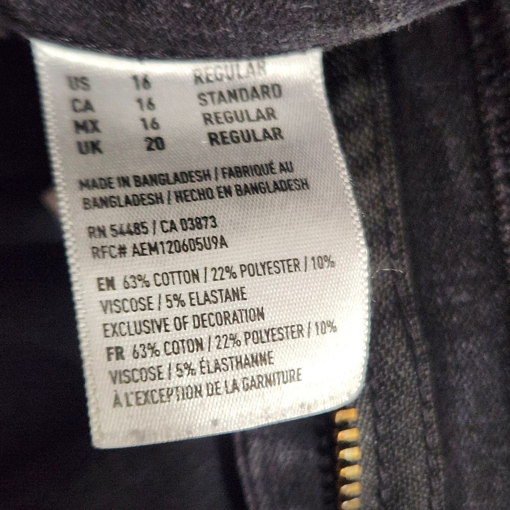 American Eagle Jeans Women's Size 16 Super High Rise Jegging Curvy Black Stretch - Picture 6 of 15